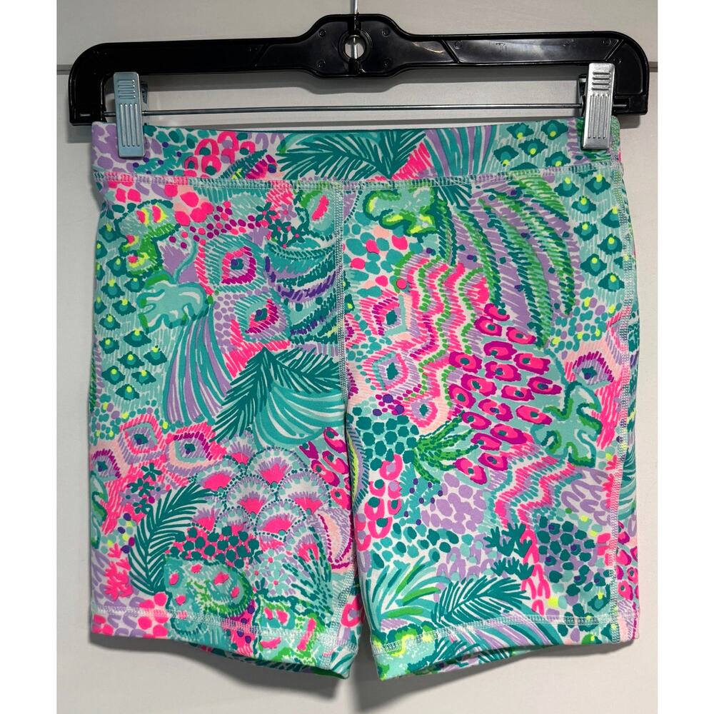 Lilly Pulitzer LUXLETIC Weekender High Rise Bike Shorts Floral Print Size XL - Picture 2 of 5
